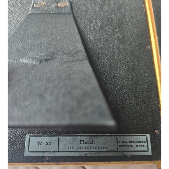 Vintage Gold Set of Two Flowers/Botanical in Vase Louise Biron picture W-21 - Picture 4 of 6